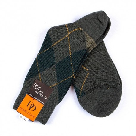 MID-SOCKS, REINFORCED WOOL, DIAMOND PATTERN