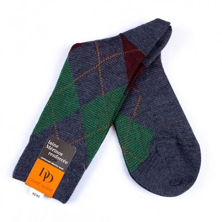 MID-SOCKS, REINFORCED WOOL, DIAMOND PATTERN