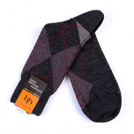 MID-SOCKS, REINFORCED WOOL, DIAMOND PATTERN