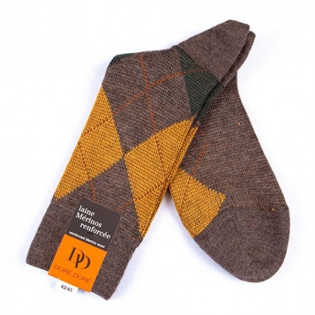MID-SOCKS, REINFORCED WOOL, DIAMOND PATTERN