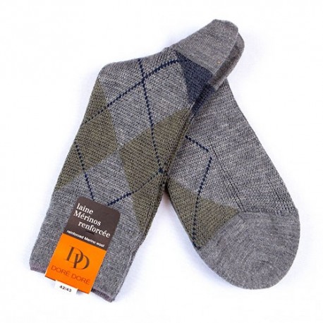 MID-SOCKS, REINFORCED WOOL, DIAMOND PATTERN