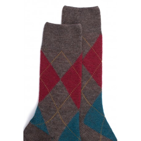 MID-SOCKS, REINFORCED WOOL, DIAMOND PATTERN