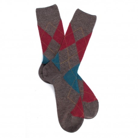 MID-SOCKS, REINFORCED WOOL, DIAMOND PATTERN