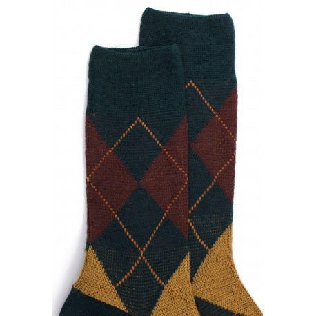 MID-SOCKS, REINFORCED WOOL, DIAMOND PATTERN