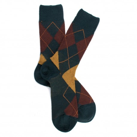 MID-SOCKS, REINFORCED WOOL, DIAMOND PATTERN
