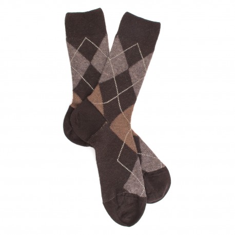 MID-SOCKS, REINFORCED WOOL, DIAMOND PATTERN