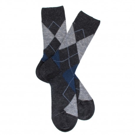 MID-SOCKS, REINFORCED WOOL, DIAMOND PATTERN