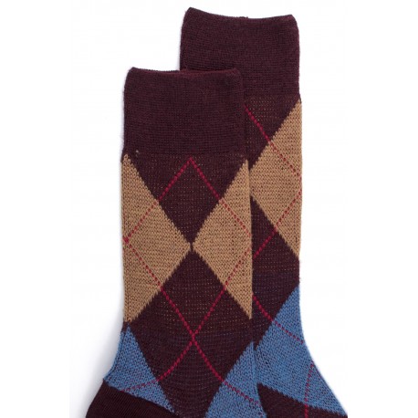 MID-SOCKS, REINFORCED WOOL, DIAMOND PATTERN