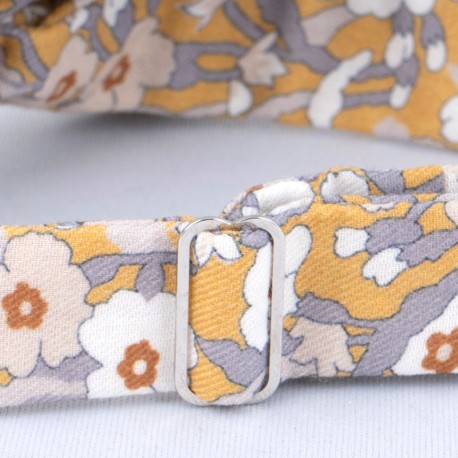 FLEURS BLANCHES, FLANELLE FINE, FOND MIEL